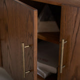 Doderick Mid-Century Media Stand - Retro Oak Veneer with Sleek Black Finish & Ample Storage Space