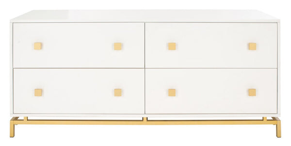 Safavieh Claudette 4 Drawer Dresser White / Gold Wood / Mdf / Metal SFV2123A