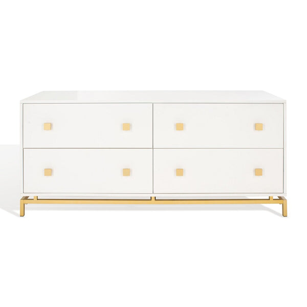 Safavieh Claudette 4 Drawer Dresser White / Gold Wood / Mdf / Metal SFV2123A