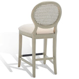 Safavieh Karlee Rattan Back Counter Stool - Set of 2 Rustic Grey / Beige SFV2131A-SET2