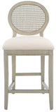 Safavieh Karlee Rattan Back Counter Stool - Set of 2 Rustic Grey / Beige SFV2131A-SET2