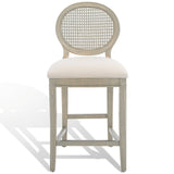 Safavieh Karlee Rattan Back Counter Stool - Set of 2 Rustic Grey / Beige SFV2131A-SET2