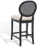 Safavieh Karlee Rattan Back Counter Stool - Set of 2 Black / Beige SFV2131B-SET2