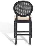 Safavieh Karlee Rattan Back Counter Stool - Set of 2 Black / Beige SFV2131B-SET2