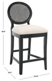 Safavieh Karlee Rattan Back Counter Stool - Set of 2 Black / Beige SFV2131B-SET2