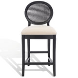 Safavieh Karlee Rattan Back Counter Stool - Set of 2 Black / Beige SFV2131B-SET2