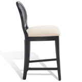 Safavieh Karlee Rattan Back Counter Stool - Set of 2 Black / Beige SFV2131B-SET2