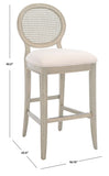 Safavieh Karlee Rattan Back Barstool - Set of 2 Rustic Grey / Beige Wood / Rattan / Metal / Fabric / Foam SFV2132A-SET2