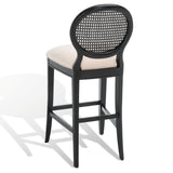 Safavieh Karlee Rattan Back Barstool - Set of 2 Black / Beige SFV2132B-SET2