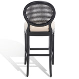 Safavieh Karlee Rattan Back Barstool - Set of 2 Black / Beige SFV2132B-SET2