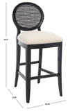 Safavieh Karlee Rattan Back Barstool - Set of 2 Black / Beige SFV2132B-SET2