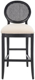 Safavieh Karlee Rattan Back Barstool - Set of 2 Black / Beige SFV2132B-SET2