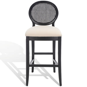 Safavieh Karlee Rattan Back Barstool - Set of 2 Black / Beige SFV2132B-SET2