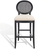 Safavieh Karlee Rattan Back Barstool - Set of 2 Black / Beige SFV2132B-SET2