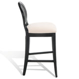 Safavieh Karlee Rattan Back Barstool - Set of 2 Black / Beige SFV2132B-SET2