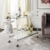 Safavieh Duval Bar Trolley Acrylic Polished Stainless Steel Chrome Glass Couture SFV2500B 889048243453