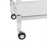 Safavieh Duval Bar Trolley Acrylic Polished Stainless Steel Chrome Glass Couture SFV2500B 889048243453