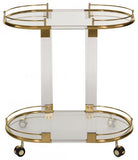 Safavieh Lennon Bar Trolley Acrylic Bronze Brass Glass Couture SFV2501A 889048077775