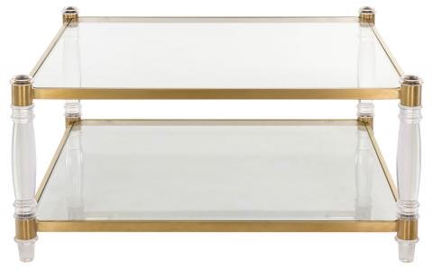 Safavieh Isabelle Coffee Table Acrylic Bronze Brass Glass Couture SFV2502A 889048077782