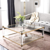Safavieh Isabelle Coffee Table Acrylic Bronze Brass Glass Couture SFV2502A 889048077782