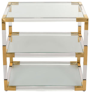 Safavieh Louisa End Table Acyrlic Bronze Brass Acrylic Glass Couture SFV2506A 889048077836