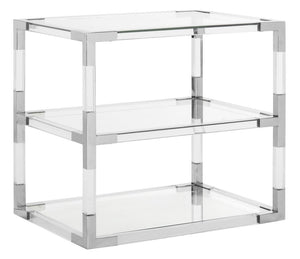 Safavieh Louisa End Table Acyrlic Acrylic Chrome Glass Couture SFV2506B 889048288898