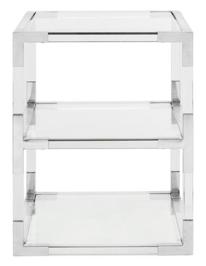 Safavieh Louisa End Table Acyrlic Acrylic Chrome Glass Couture SFV2506B 889048288898