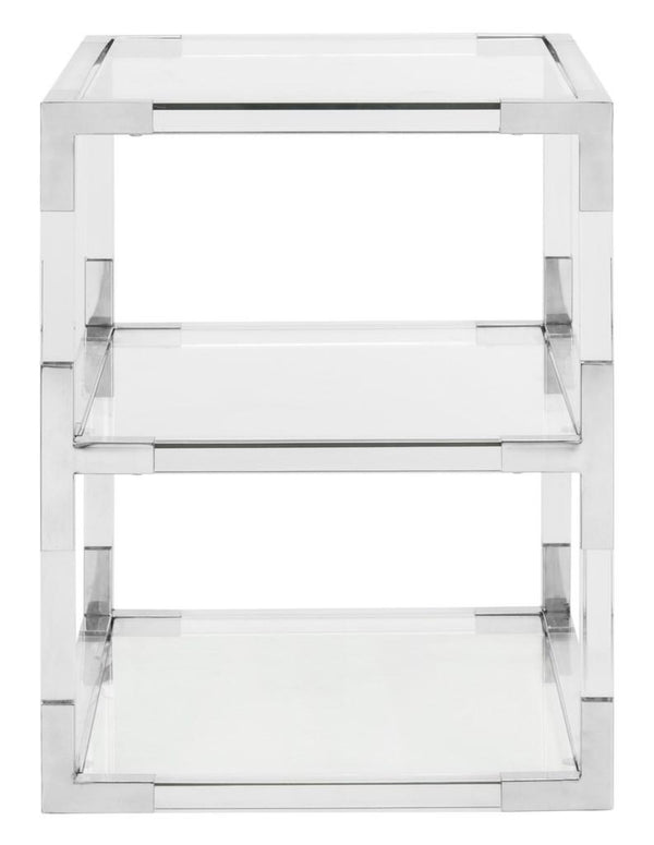 Safavieh Louisa End Table Acyrlic Acrylic Chrome Glass Couture SFV2506B 889048288898