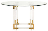 Safavieh Koryn Dining Table Acrylic Stainless Steel Brass Beveled Glass Couture SFV2509A 889048139398