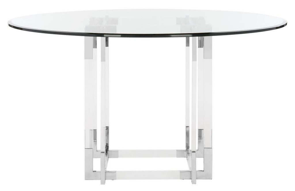 Safavieh Koryn Dining Table Acrylic Clear Chrome Beveled Glass Couture SFV2509B 889048288928
