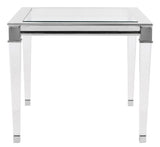 Safavieh Charleston End Table Acrylic Brass Glass Mirror Stainless Steel Couture SFV2513B 889048288966