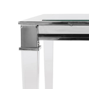 Safavieh Charleston End Table Acrylic Brass Glass Mirror Stainless Steel Couture SFV2513B 889048288966