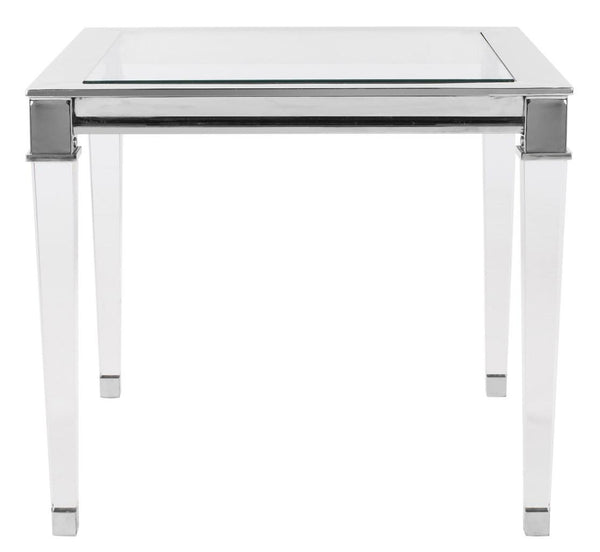 Safavieh Charleston End Table Acrylic Brass Glass Mirror Stainless Steel Couture SFV2513B 889048288966