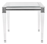 Safavieh Charleston End Table Acrylic Brass Glass Mirror Stainless Steel Couture SFV2513B 889048288966