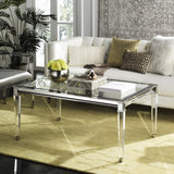 Safavieh Charleston Coffee Table Acrylic Brass Glass Mirror Stainless Steel Couture SFV2514B 889048288973