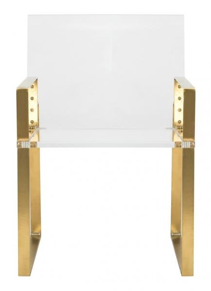 Safavieh Langston Arm Chair Acrylic Stainless Steel Brass Couture SFV2516A 889048201026