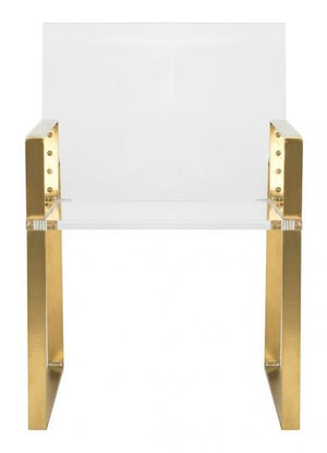 Safavieh Langston Arm Chair Acrylic Stainless Steel Brass Couture SFV2516A 889048201026