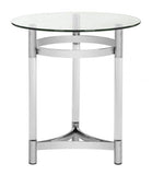 Letty End Table Round Glass Polished Stainless Steel Acrylic Couture