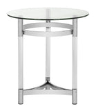 Safavieh Letty End Table Round Glass Polished Stainless Steel Acrylic Couture SFV2519A 889048285668