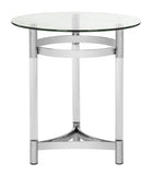 Safavieh Letty End Table Round Glass Polished Stainless Steel Acrylic Couture SFV2519A 889048285668