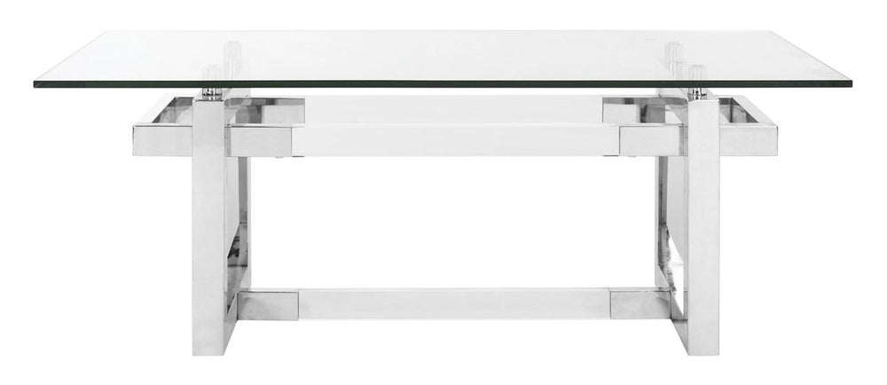 Safavieh Montrelle Coffee Table Glass Polished Stainless Steel Acrylic Couture SFV2520A 889048285675