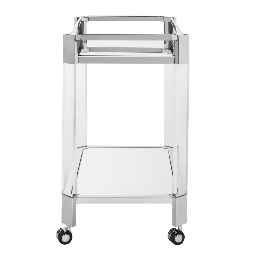 Safavieh Iago Bar Trolley Polished Stainless Steel Acrylic Couture SFV2521A 889048285682