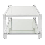 Safavieh Gianna Coffee Table Glass Stainles Steel Stainless Acrylic Couture SFV2527A 889048301399