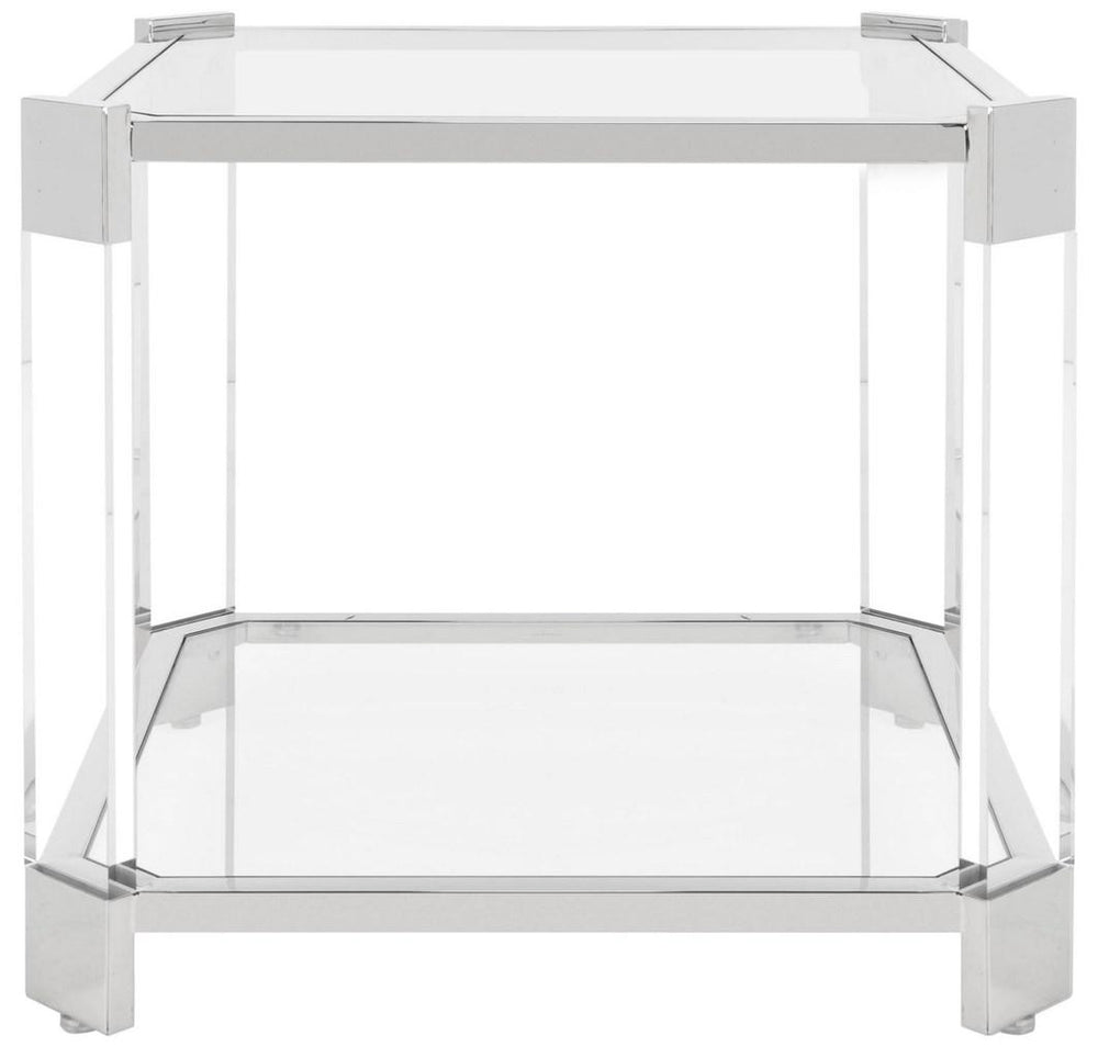 Safavieh Gianna End Table Glass Stainles Steel Stainless Acrylic Couture SFV2528A 889048301405