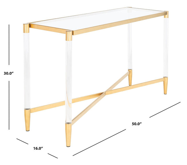 Kyla Acrylic Console Table Gold Acrylic / Stainless Steel / Glass SFV2543A