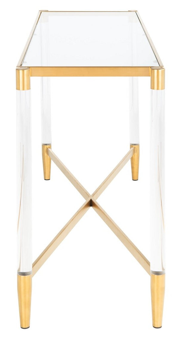 Kyla Acrylic Console Table Gold Acrylic / Stainless Steel / Glass SFV2543A