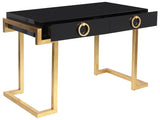 Safavieh Maia Desk 2 Drawer Lacquer Black Gold Metal Wood MDF Couture SFV3504A 889048134645