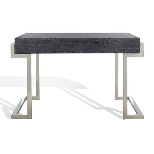 Safavieh Maia 2-Drawer Lacquer Desk Black Cerused Oak Metal / Wood SFV3504C