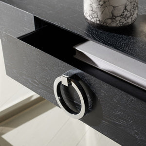 Safavieh Maia 2-Drawer Lacquer Desk Black Cerused Oak Metal / Wood SFV3504C