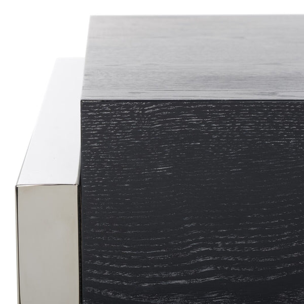 Safavieh Maia 2-Drawer Lacquer Desk Black Cerused Oak Metal / Wood SFV3504C